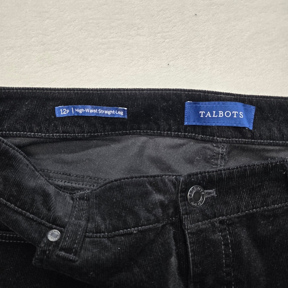 Talbots‎ Straight Leg Corduroy Pants High Waist Black 12P Classic - Picture 3 of 7